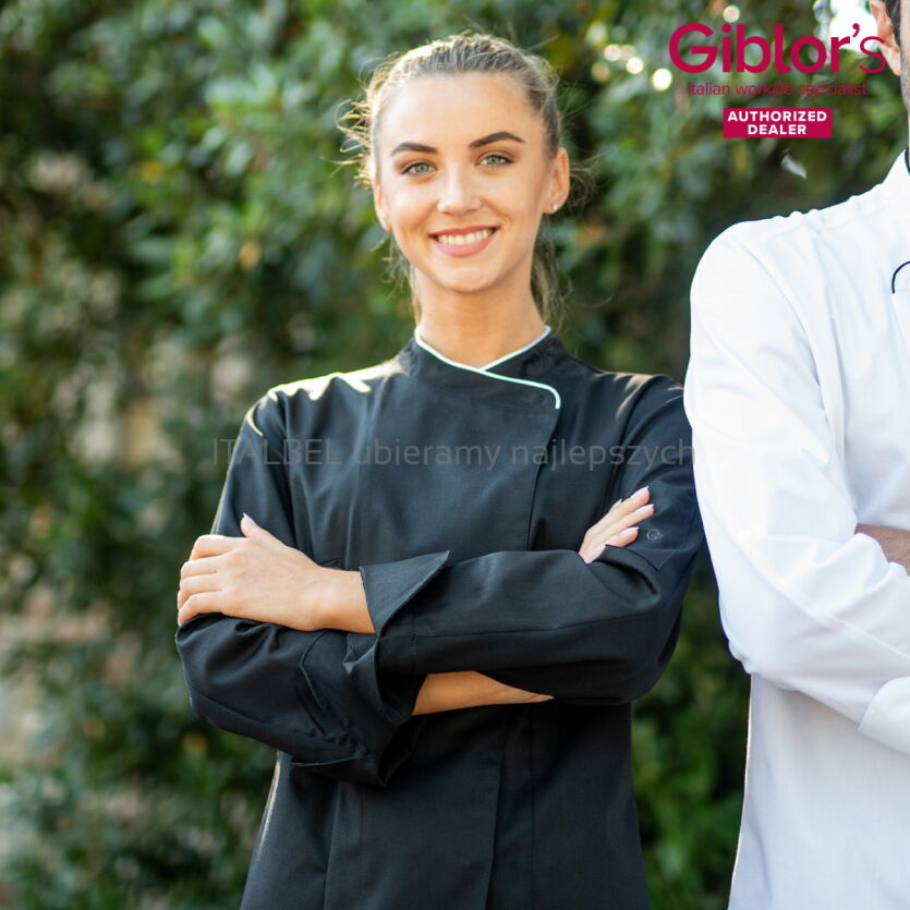 Bluza kucharska damska Rose - kolor czarny / wyprzedaż outlet